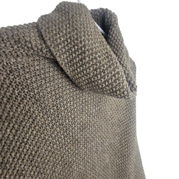 Coco Gio Womens Wool Turtleneck Sweater Poncho OS Chunky Neutral Hygge Rustic - Picture 5 of 8
